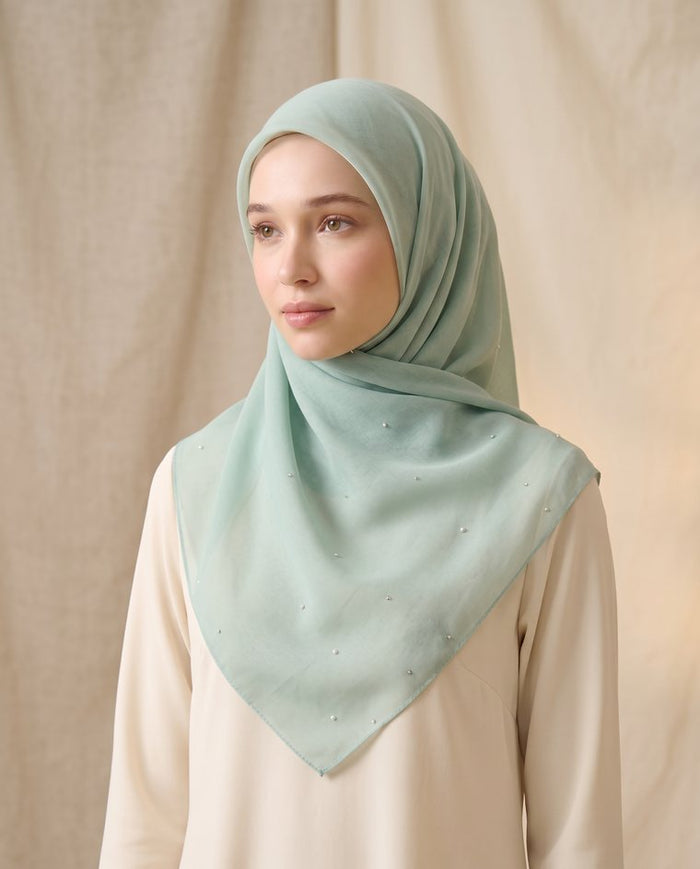 Tudung Bawal Tiara Cotton Batu — Mint