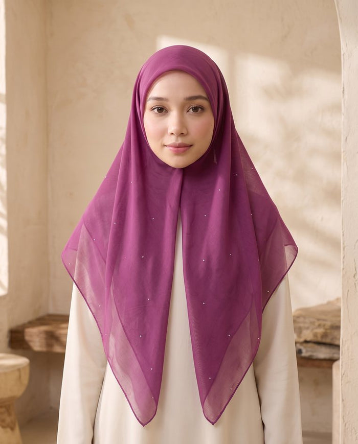 Tudung Bawal Tiara Cotton Batu — Purple