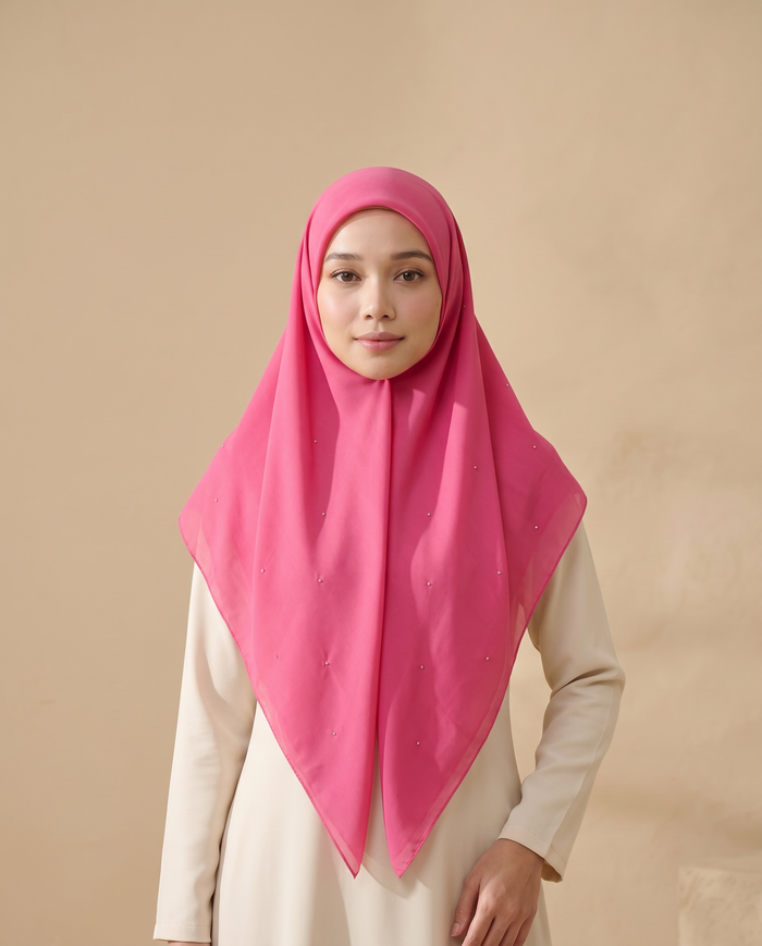 Tudung Bawal Chamuse Plain — Hot Pink