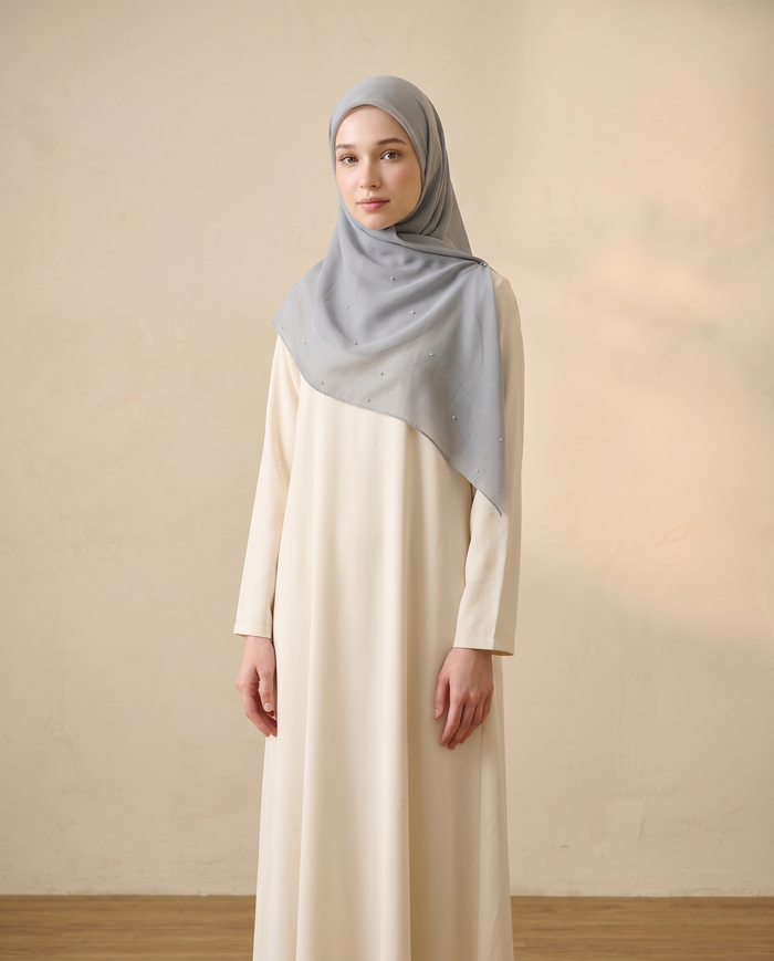 Tudung Bawal Tiara Cotton Batu — Grey