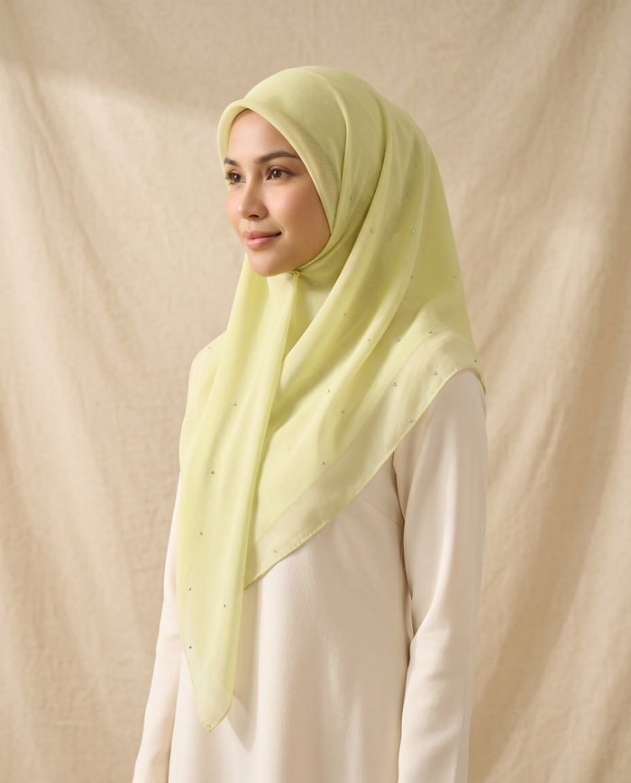 Tudung Bawal Tiara Cotton Batu — Lemon Yellow