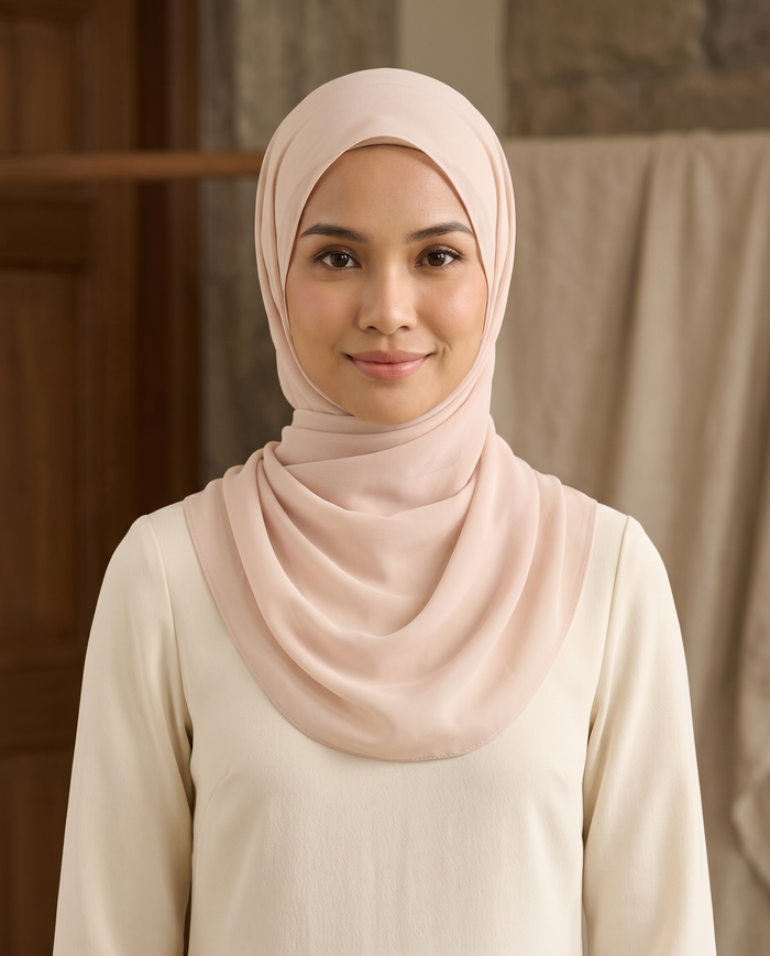 Tudung Bawal Voile Plain — Dusty Pink