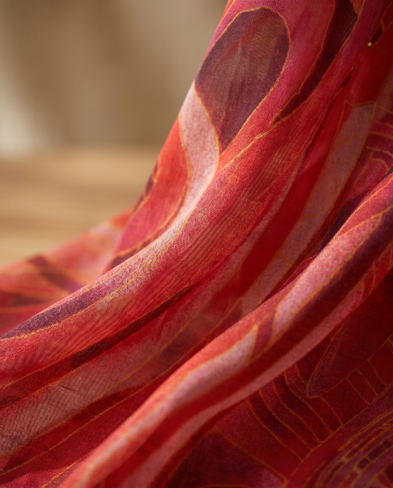 Baju Kurung Elnara Silky Chiffon Printed — D- 1 — macro