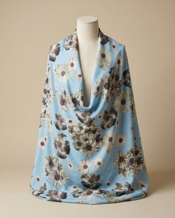 Exclusive Crepe Studded Leonard — Baby Blue Daisy Floral