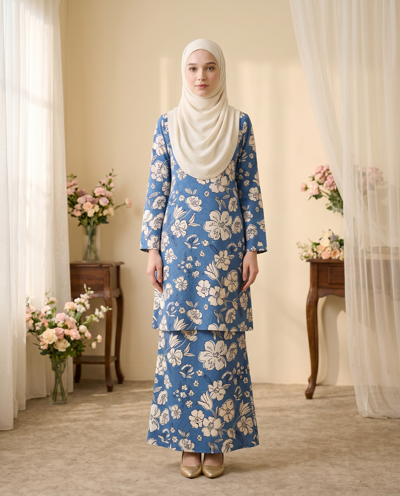 Blue Sketch Floral
