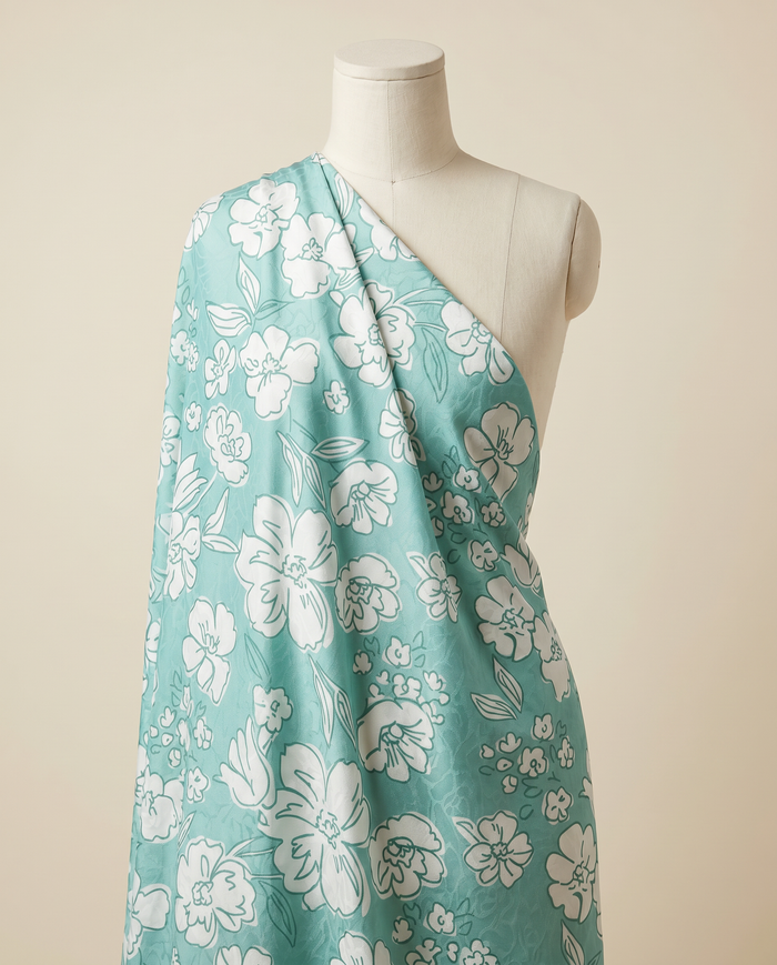 Exclusive Crepe Studded Leonard — Turquoise Sketch Floral