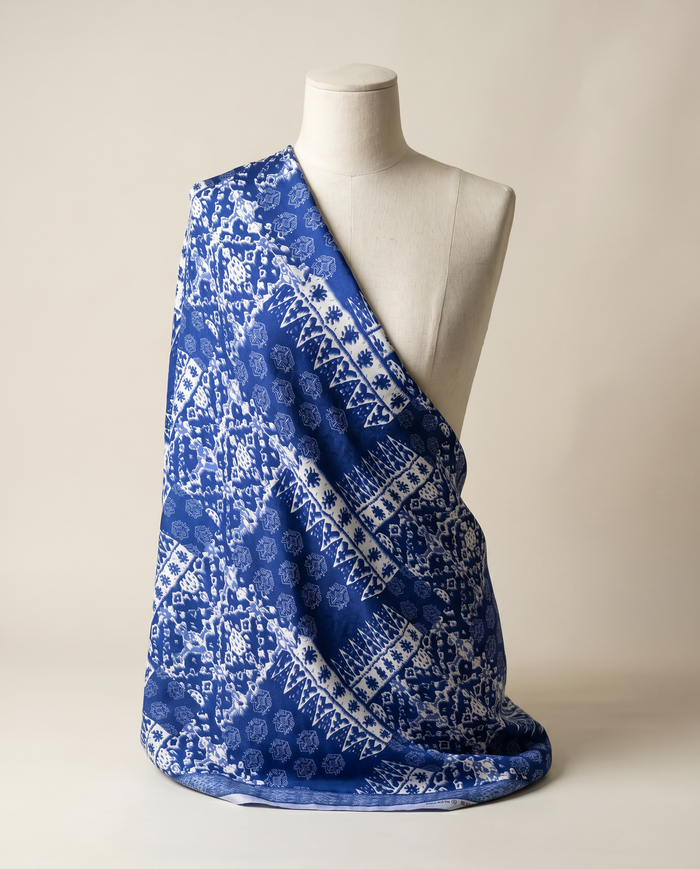 Jacquard Versace — Cool Tones — Blue Ikat Tribal