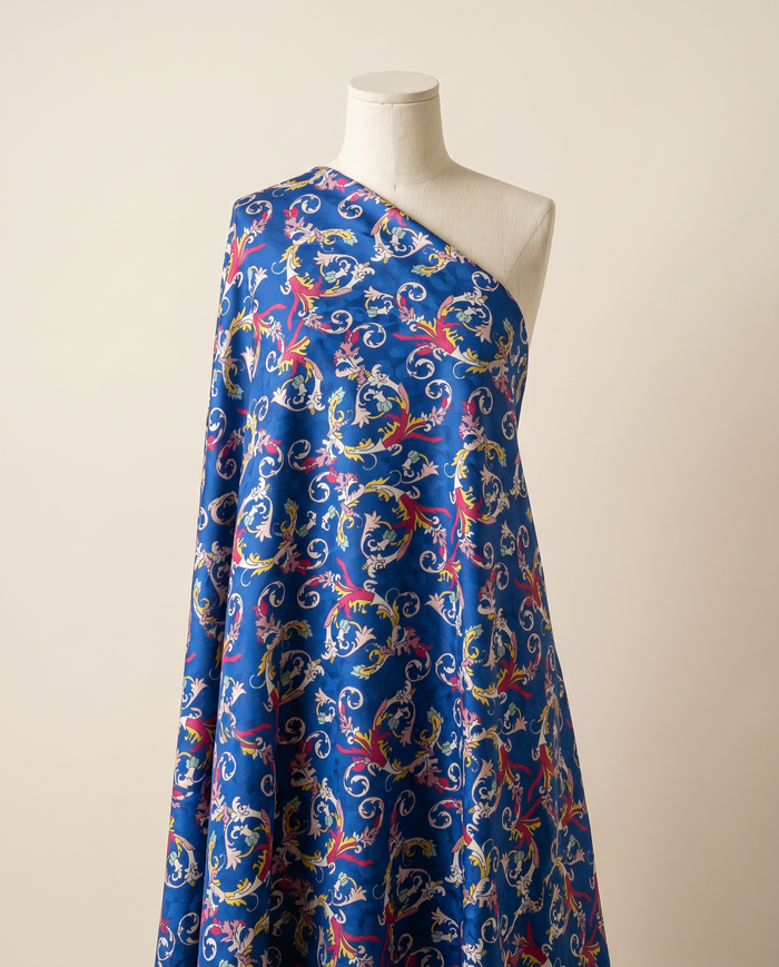 Jacquard Versace — Cool Tones — Blue Acanthus Scroll Scrollwork