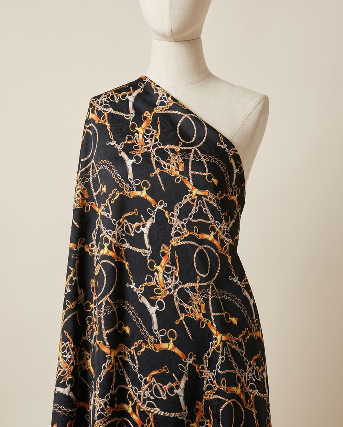 Jacquard Versace — Warm & Neutral — Black Equestrian Chain