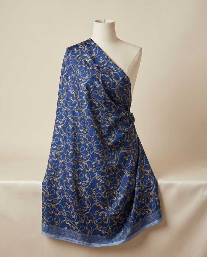 Jacquard Versace — Cool Tones — Blue Scrollwork Chain