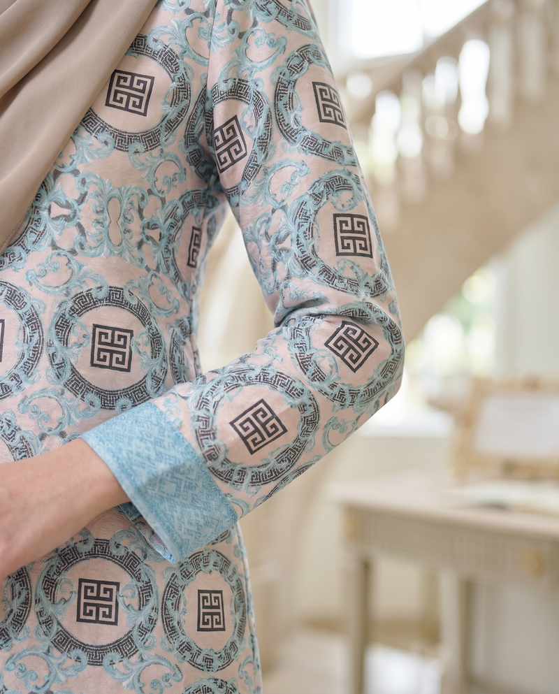 Baby Blue Greek-Key Medallion