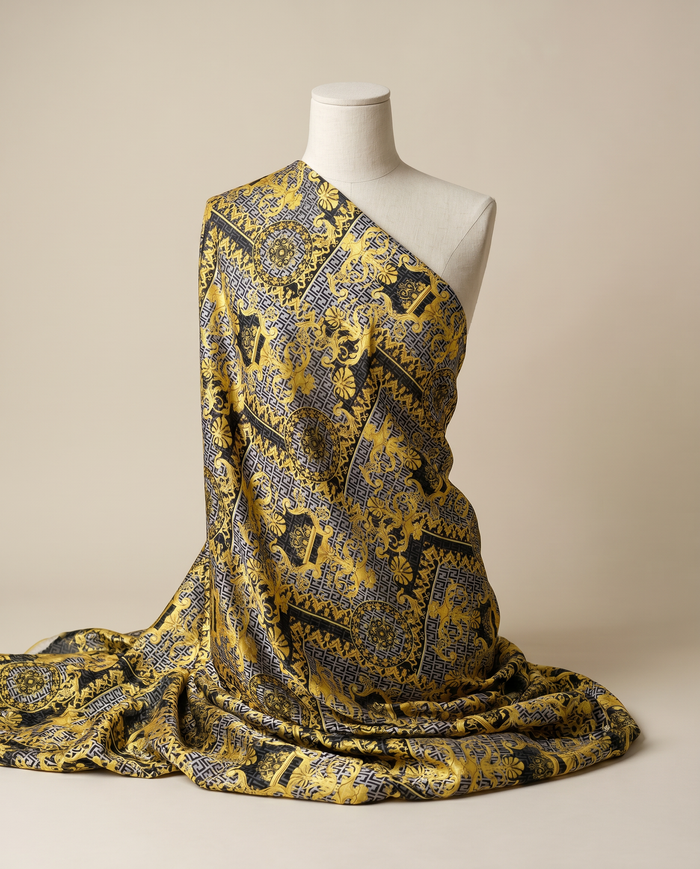 Jacquard Versace — Warm & Neutral — Black Painterly Scrollwork