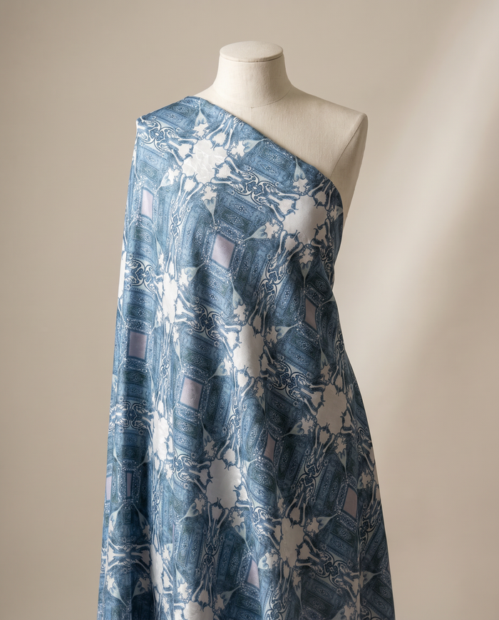 Jacquard Versace — Cool Tones — Turquoise Scrollwork