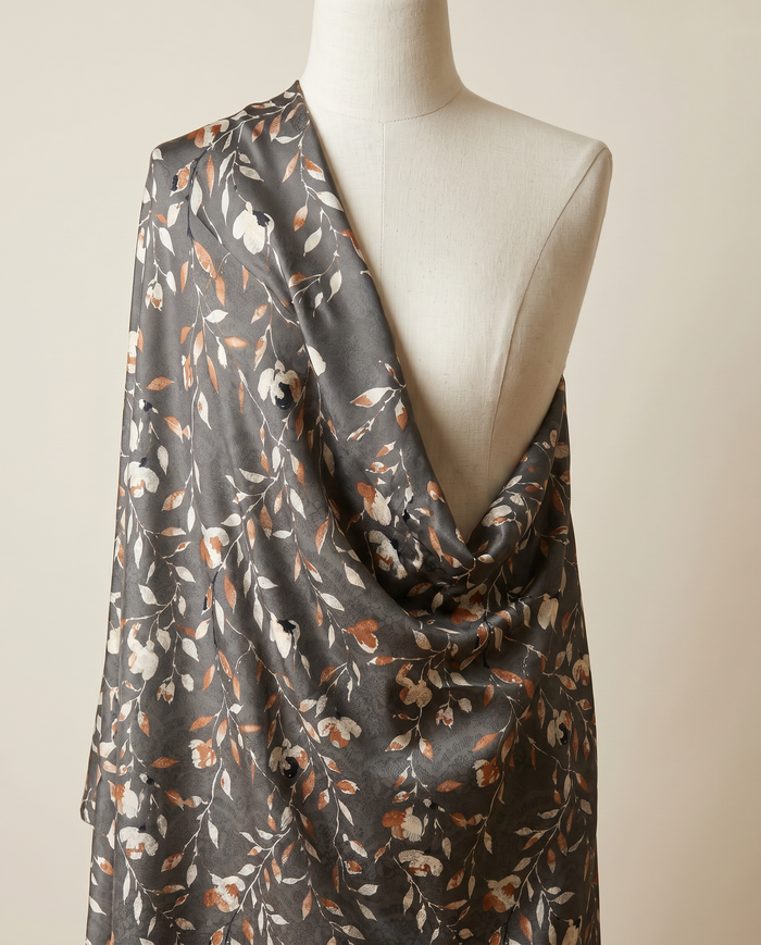 Italian Silk Printed (Ken Scott) — Grey Vine