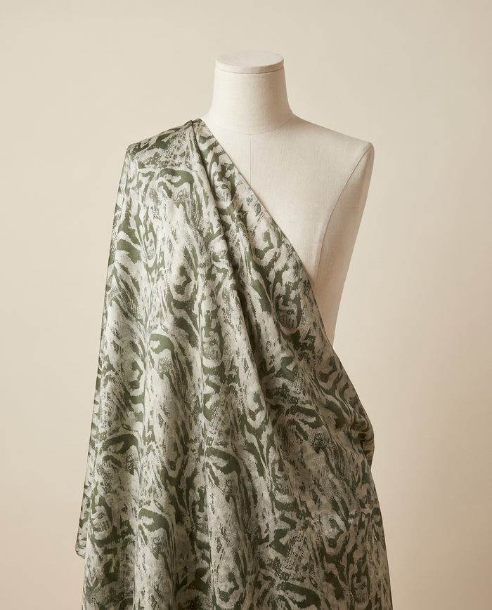 Italian Silk Printed (Ken Scott) — Green Scrollwork