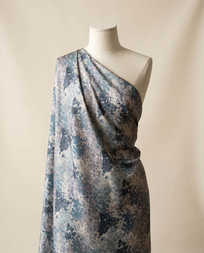 Italian Silk Printed (Ken Scott) — Blue Watercolour