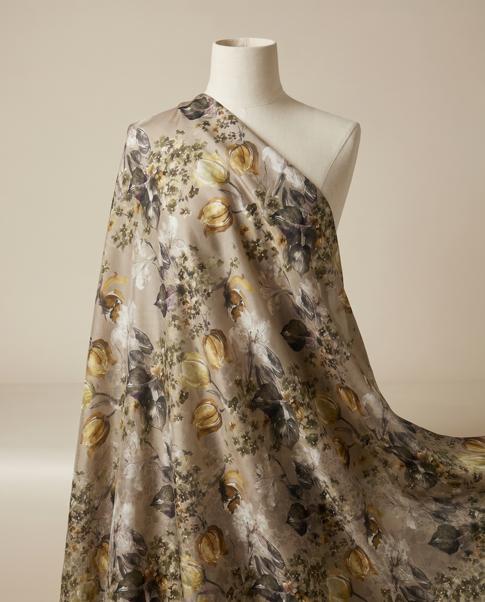 Italian Silk Printed (Ken Scott) — Yellow Painterly Watercolour