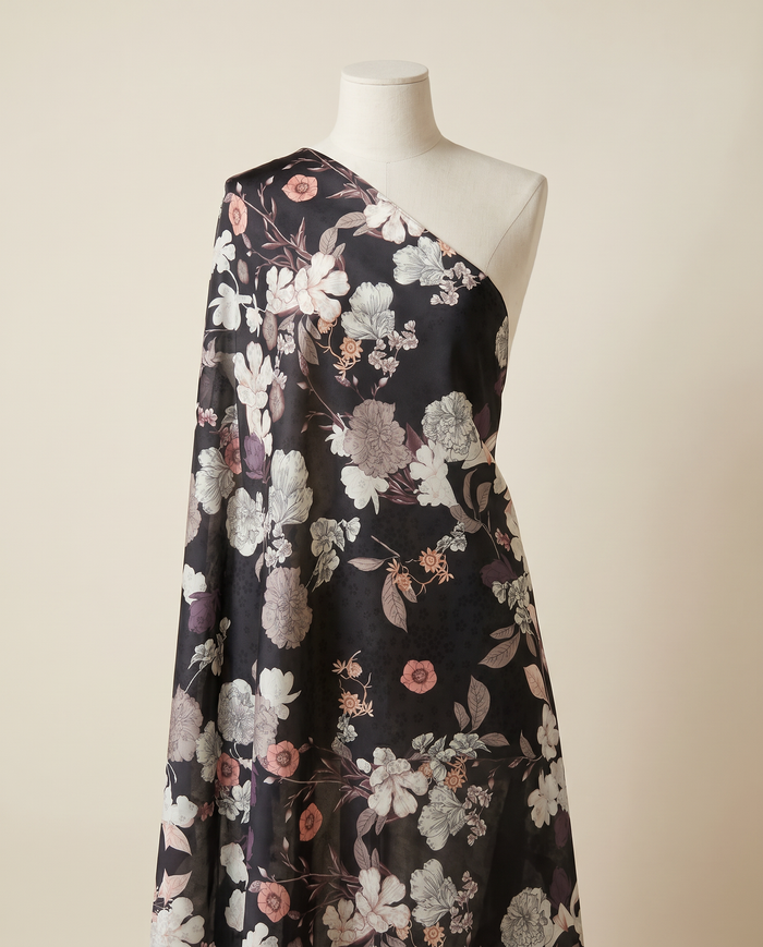 Italian Silk Printed (Ken Scott) — Black Poppy