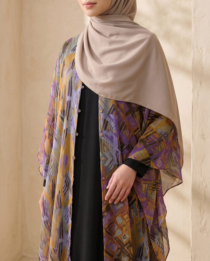 Kaftan Silky Chiffon — Purple Diamond