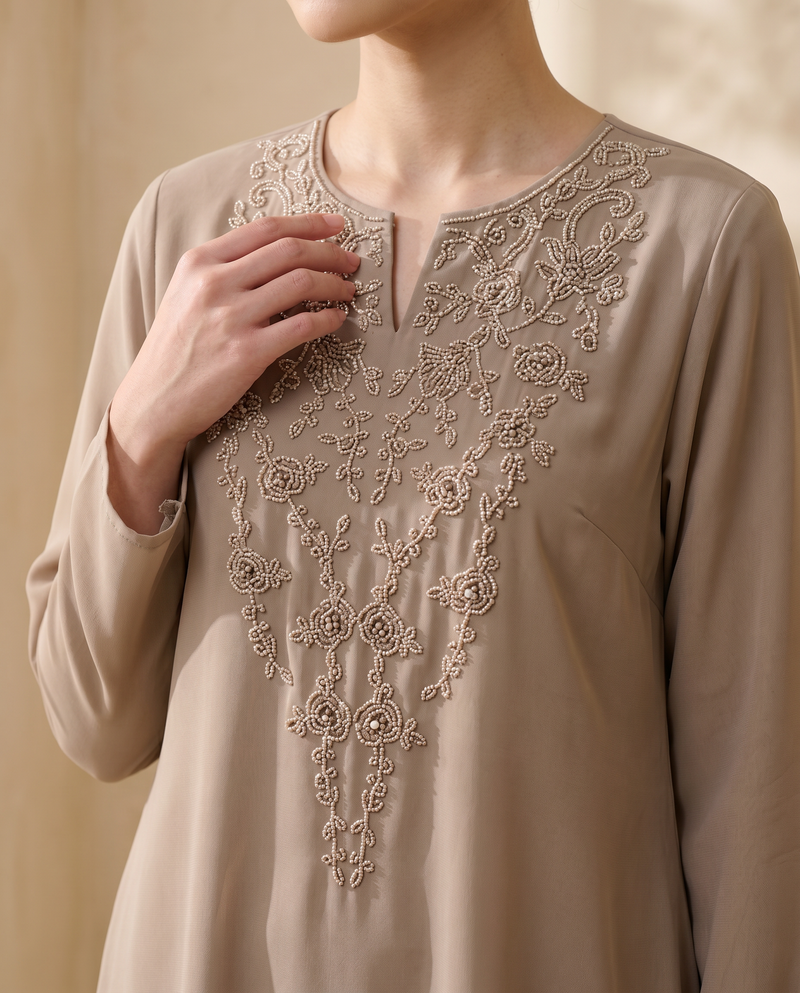 Baju Kurung Chiffon Plain Embroidery