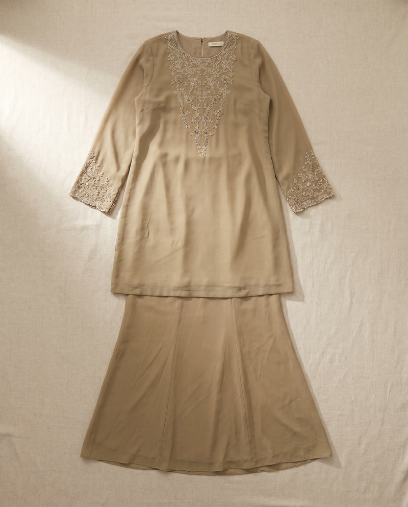 Baju Kurung Chiffon Plain Embroidery