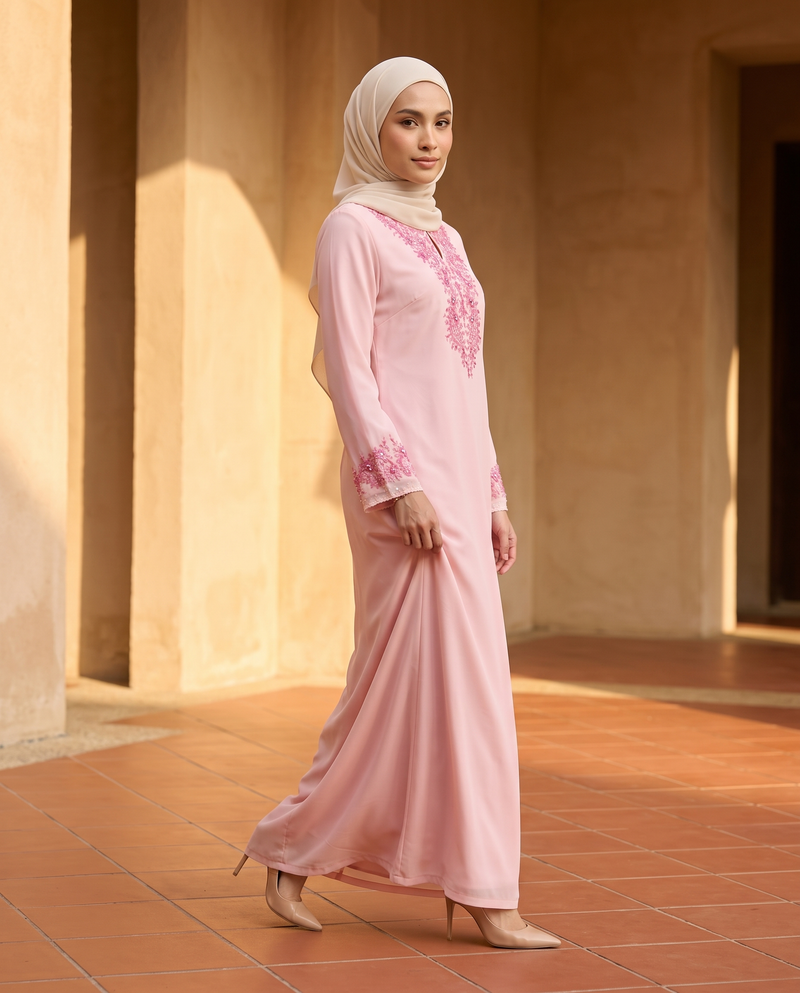 Baju Kurung Chiffon Plain Embroidery