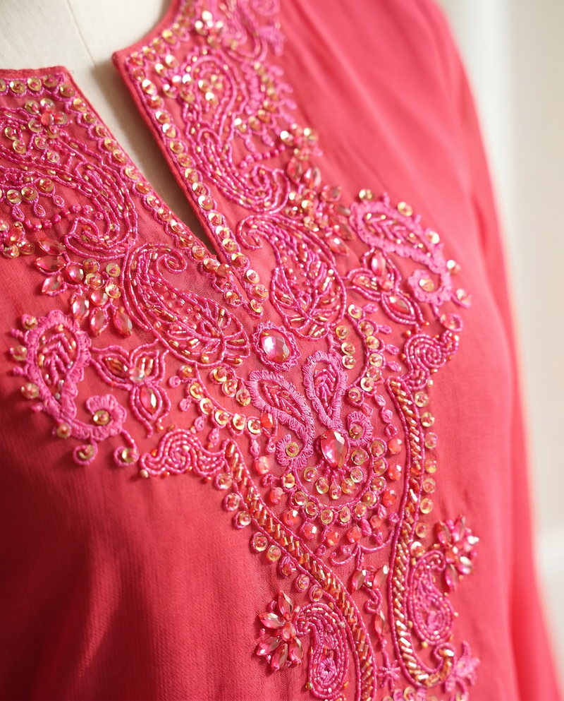 Baju Kurung Chiffon Plain Embroidery