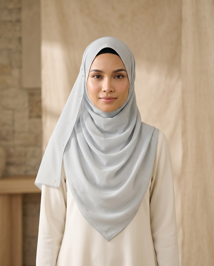 Selendang Chiffon Plain Batu — Grey