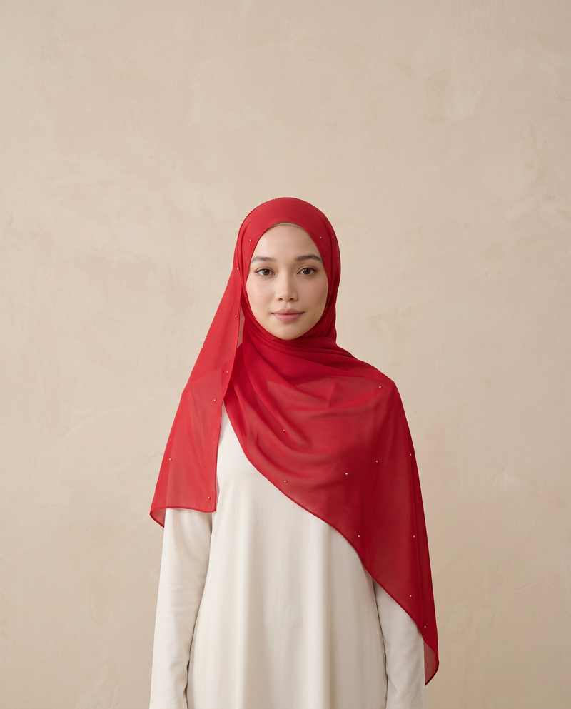Selendang Chiffon Plain Batu