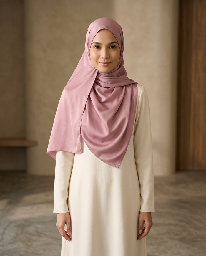 Selendang Chamuse Plain — Dusty Pink