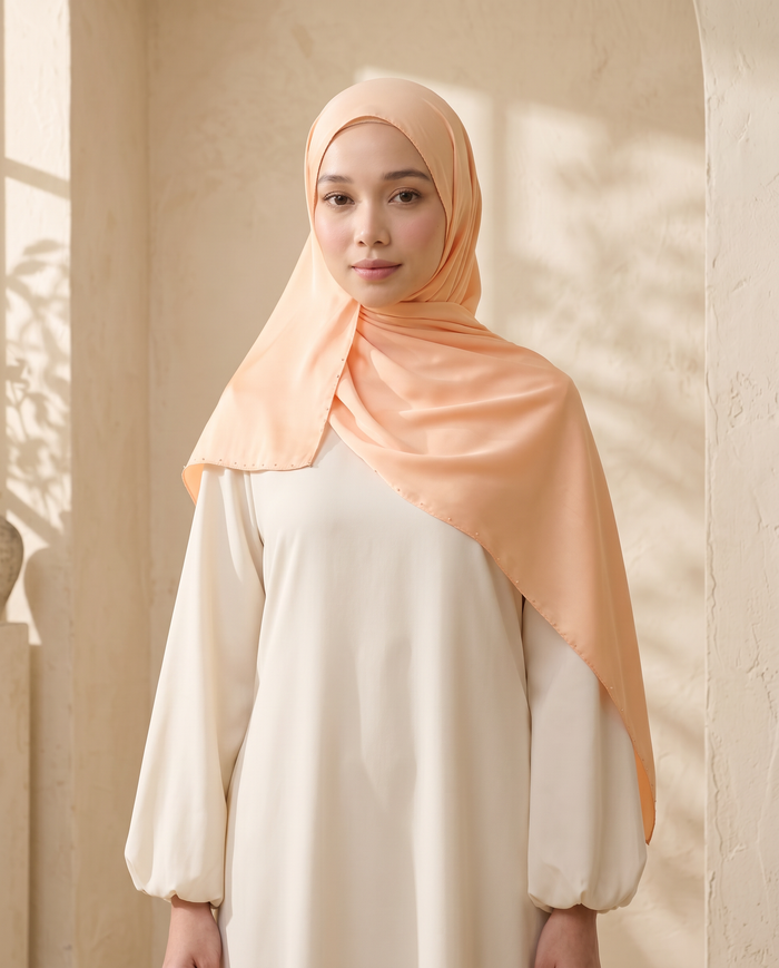 Selendang Chamuse Plain — Peach