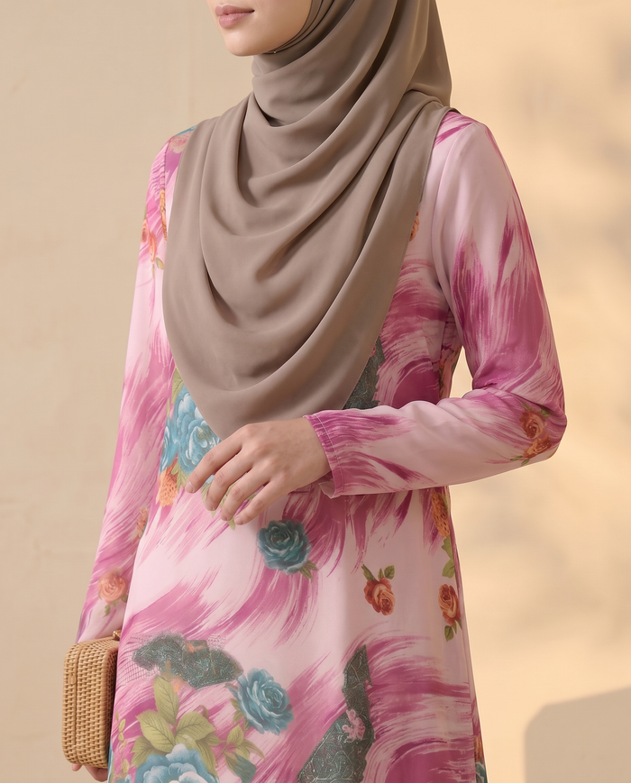 Silky Chiffon Puff — Pink Rose Paisley