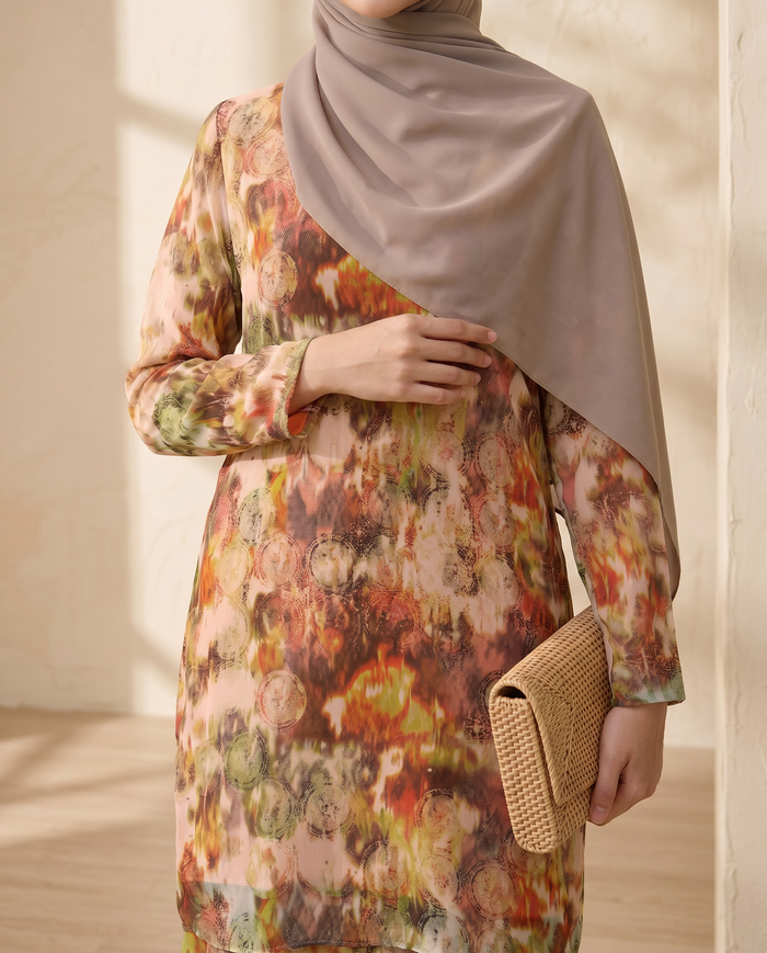 Silky Chiffon Puff — Orange Tie-Dye
