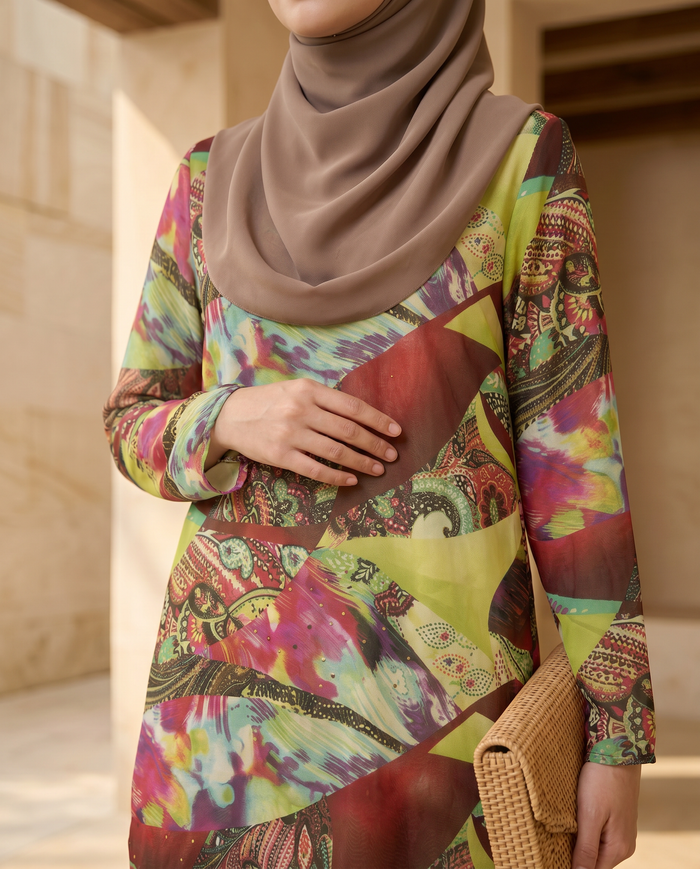 Silky Chiffon Puff — Multicolour Paisley
