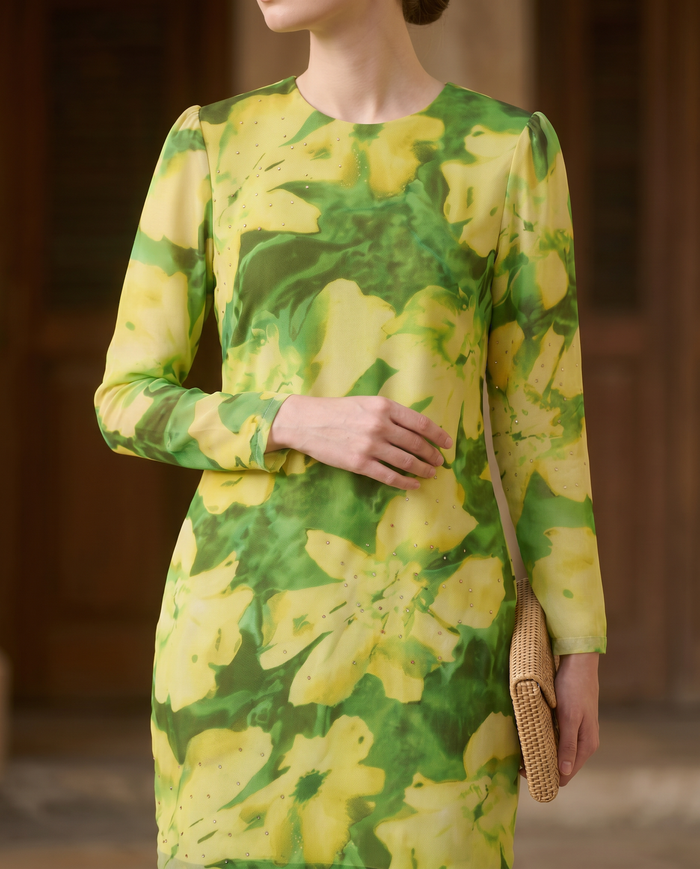Silky Chiffon Puff — Green Lily Blossom