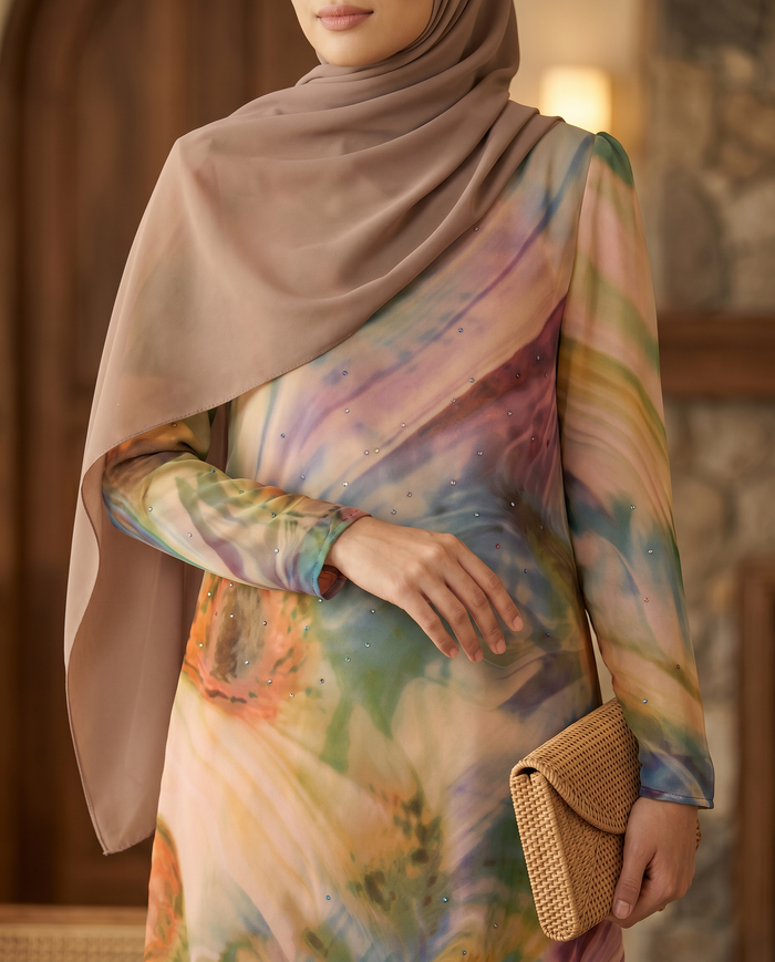Silky Chiffon Puff — Gold Green Ombre
