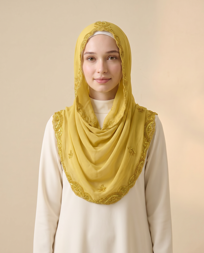 Tudung Siti Chiffon Exclusive — Mustard