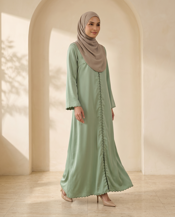 Jubah Aalia Cardigan Sulam — Green