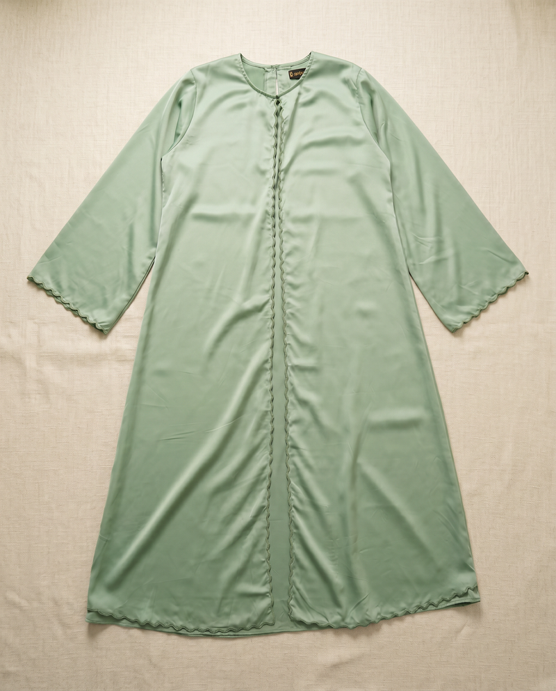 Baju Kurung Lace Dewasa Orange Brick — Green — flatlay