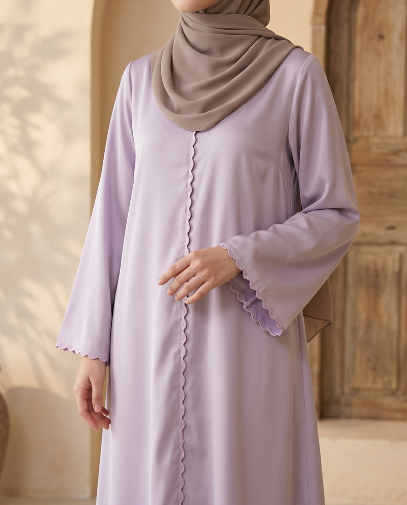 Baju Kurung Lace Dewasa Orange Brick — Purple — bodycrop
