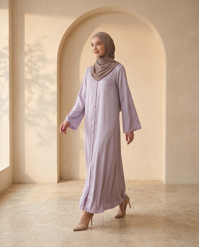 Jubah Aalia Cardigan Sulam — Purple