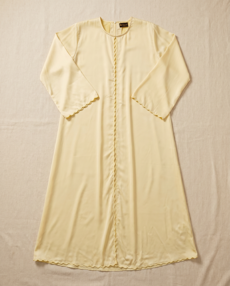 Baju Kurung Lace Dewasa Orange Brick — Yellow — flatlay