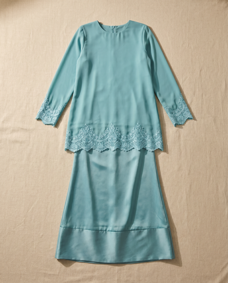 Baju Kurung Arisya Plain Cerutti Patching Lace