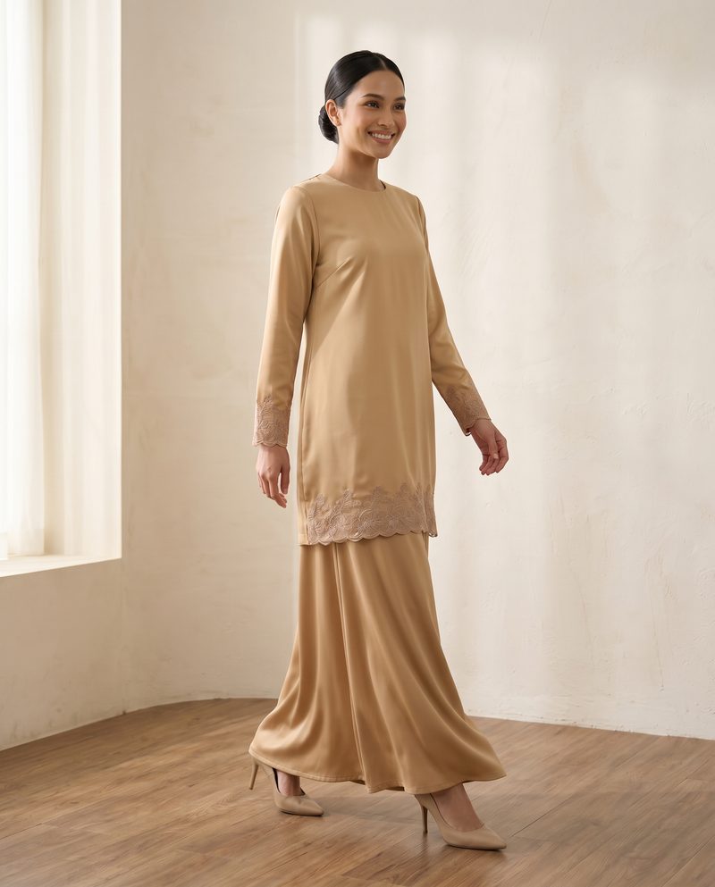 Baju Kurung Arisya Plain Cerutti Patching Lace