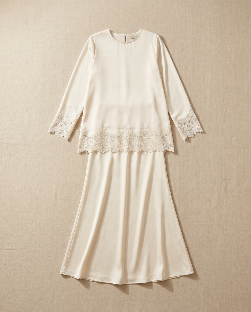 Baju Kurung Arisya Plain Cerutti Patching Lace