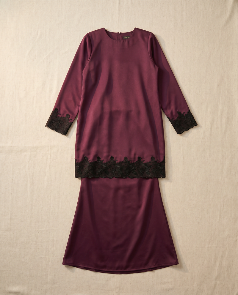Baju Kurung Arisya Plain Cerutti Patching Lace