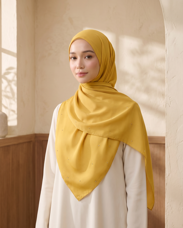 Tudung Bawal Chamuse Plain — Mustard