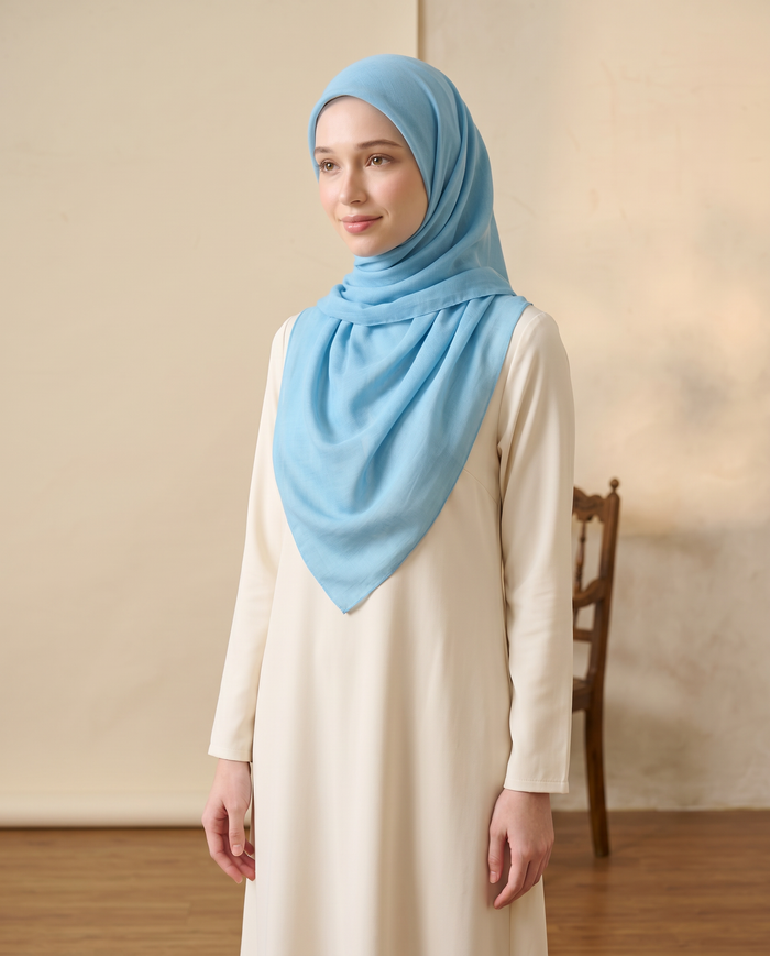 Tudung Bawal Voile Plain — Sky Blue