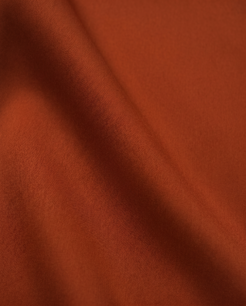 Baju Kurung Dull Satin Orange Brick Dewasa Without Lace