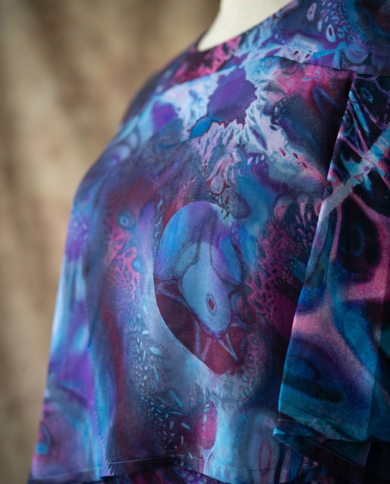 Baju Kurung Elnara Silky Chiffon Printed — D- 2 — macro